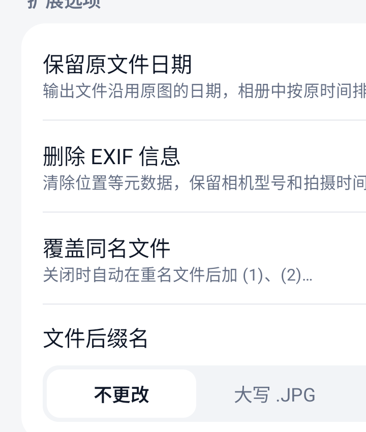 导出选项